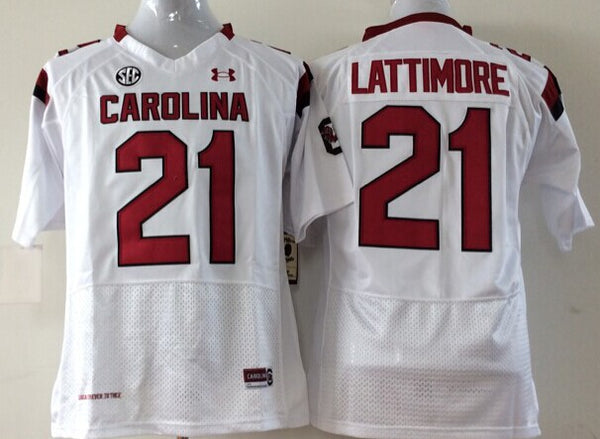 Men's South Carolina Gamecock Marcus Lattimore #21 White Player Game Jersey