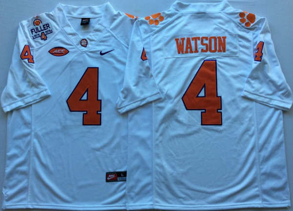 Men's Clemson Tigers Deshaun Watson #4 White Game Jersey