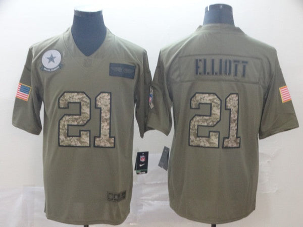 Men's Dallas Cowboys Ezekiel Elliott #21 Brown Authentic Game Jersey