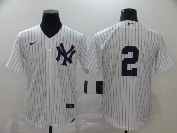 Men's New York Yankees Derek Jeter #2 White Home Replica Player Name Jersey