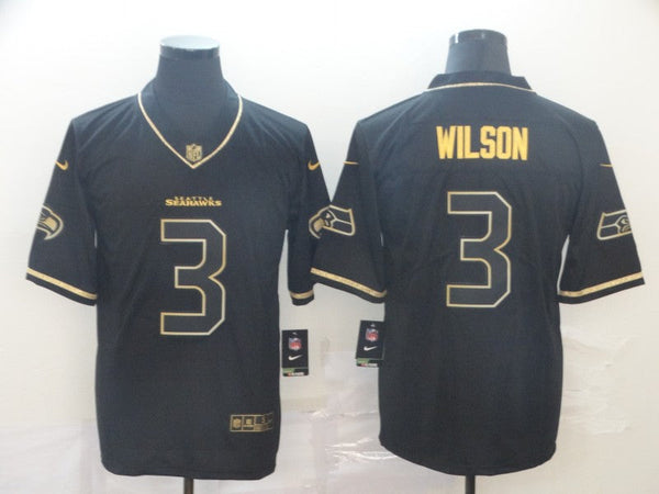 Men's Seattle Seahawks Russell Wilson #3 Black Player Game Jersey