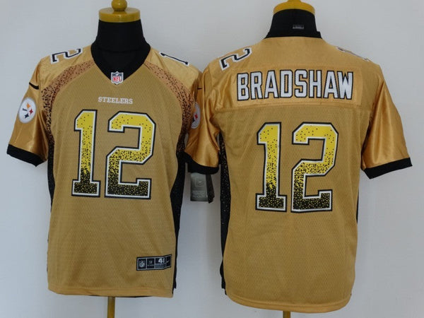 Men's Pittsburgh Steelers Terry Bradshaw #12 Gold Player Game Jersey