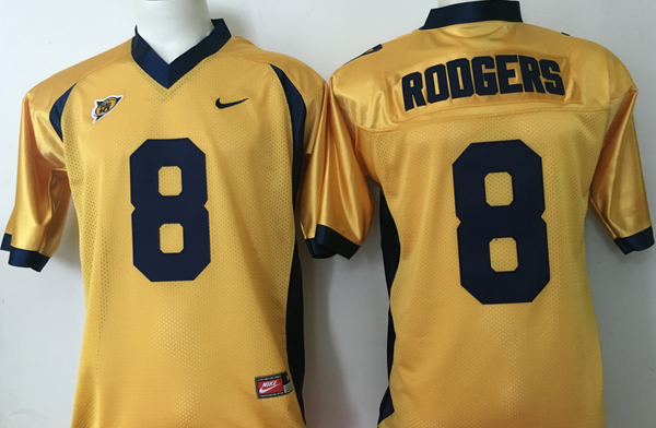 Men's California Golden Bears Aaron Rodgers#8 Yellow Player Game Jersey