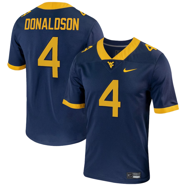 Men's West Virginia Mountaineers CJ Donaldson #4 Navy Player Game Jersey