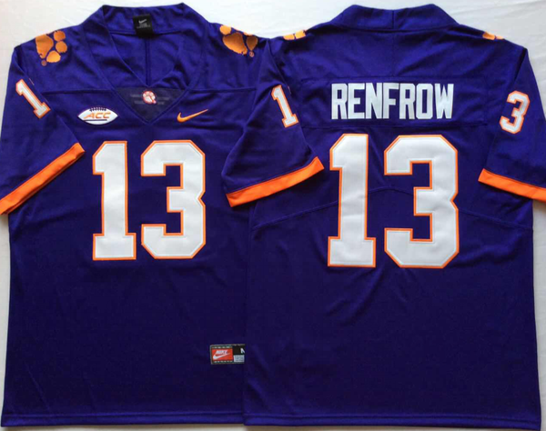 Men's Clemson Tigers Hunter Renfrow #13 Purple Game Jersey