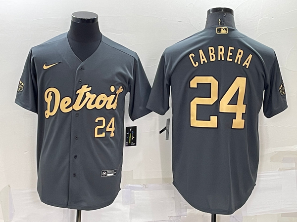 Men's Detroit Tigers Miguel Cabrera #24 Gray Fashion Stitched Jersey