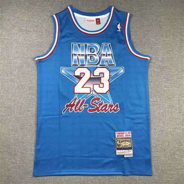 Men's 93 All Star Chicago Bulls Michael Jordan Blue Hardwood Classics Swingman Jersey