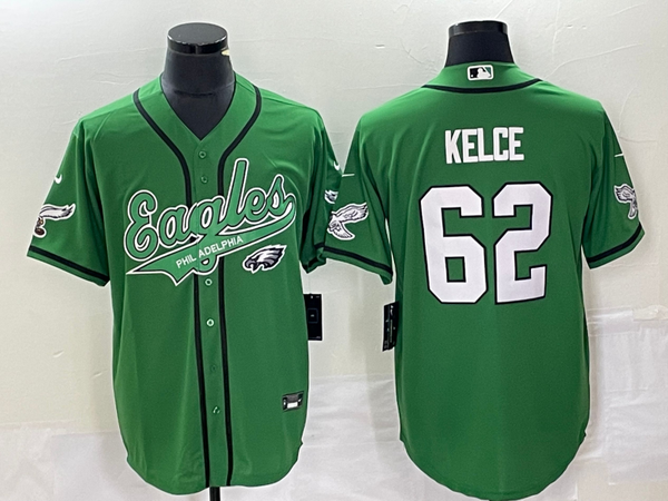 Men's Philadelphia Eagles Jason Kelce #62 Kelly Green Game Jersey Joint Edition