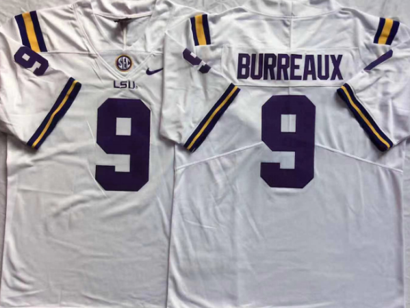 Men's LSU Tigers Joe Burrow #9 White Player Alumni Team Jersey