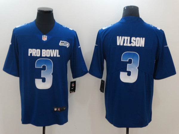 Men's Seattle Seahawks Russell Wilson #3 Blue Game Jersey