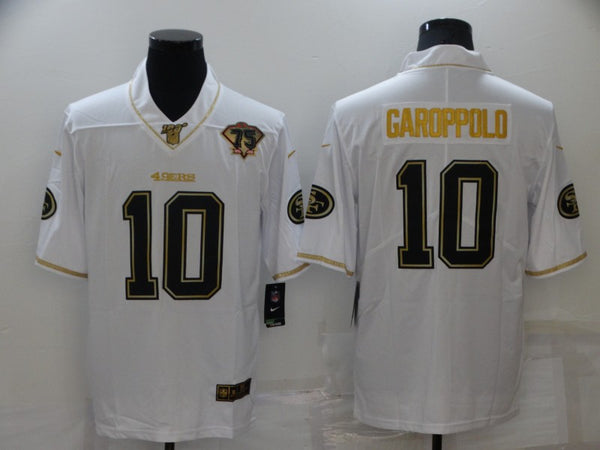 Men's San Francisco 49ers Jimmy Garoppolo #10 White 75th Anniversary Game Jersey