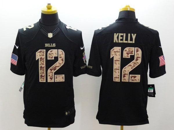 Men's Buffalo Bills Jim Kelly #12 Black Game Player Jersey