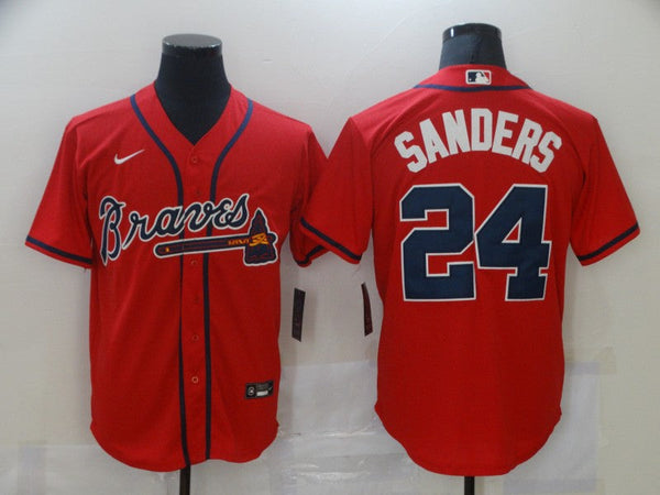 Men's Atlanta Braves Deion Sanders #24 Red Replica Player Jersey