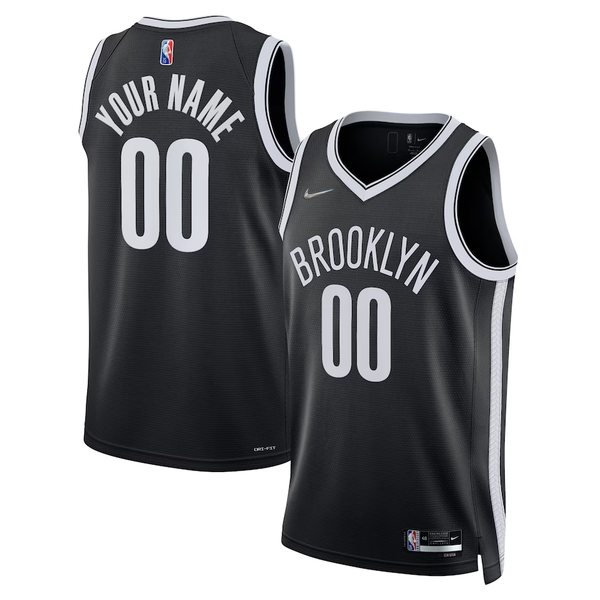 Men's Brooklyn Nets Black 2021/22 Diamond Swingman Custom Jersey - Icon Edition