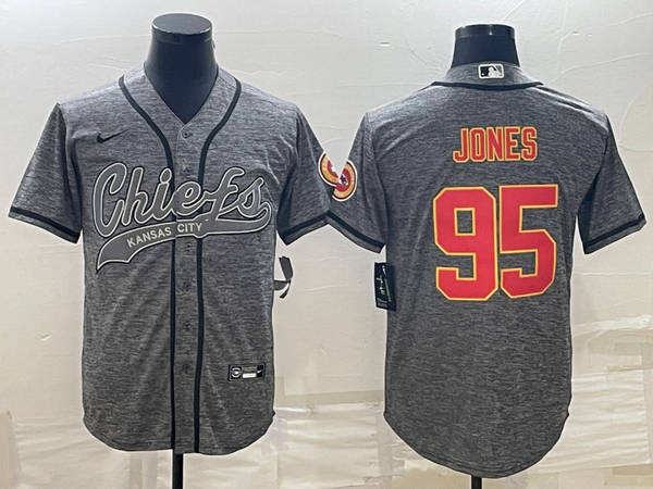 Men's Kansas City Chiefs Chris Jones #95 Grey Game Jersey Joint Edition