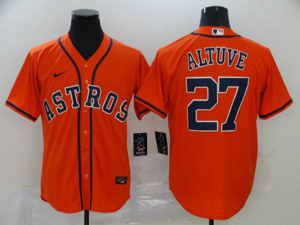 Men's Houston Astros Jose Altuve #27 Orange Replica Baseball Jersey