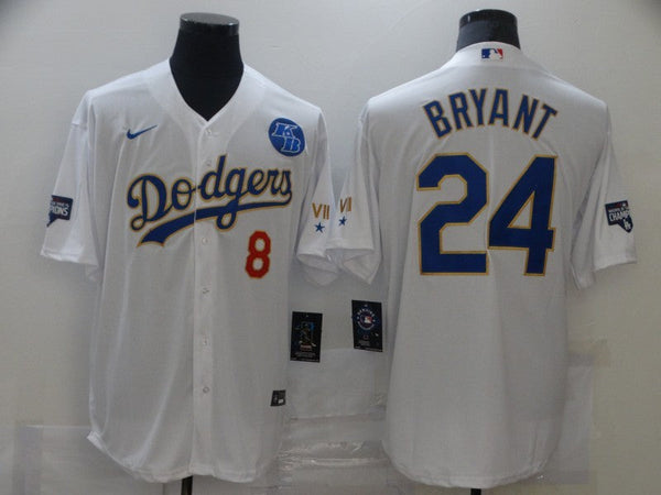 Men's Los Angeles Dodgers Kobe Bryant #8-24 White Alternate Game Jersey