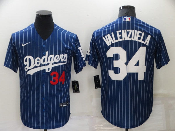 Men's Los Angeles Dodgers Fernando Valenzuela #34 Blue Fashion Game Jersey