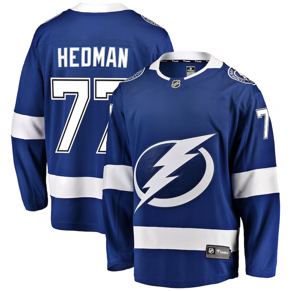 Men's Tampa Bay Lightning Victor Hedman #77 Blue Home Breakaway Jersey