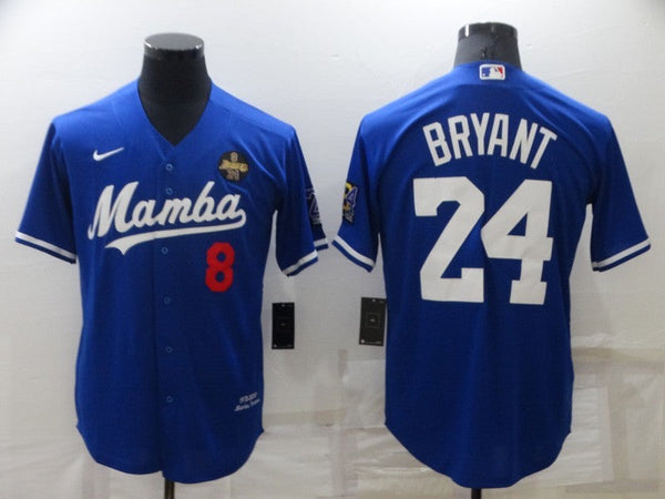 Men's Los Angeles Dodgers Kobe Bryant #8-24 Blue Mamba Baseball Jersey