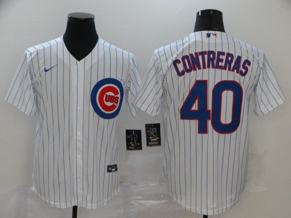 Men's Chicago Cubs Willson Contreras #40 White Replica Baseball Jersey