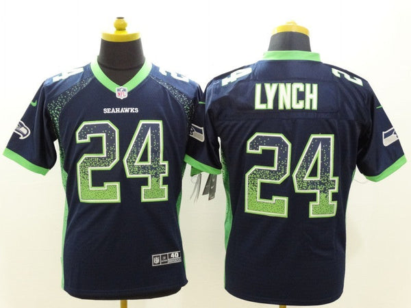 Men's Seattle Seahawks Marshawn Lynch #24 Navy Game Jersey