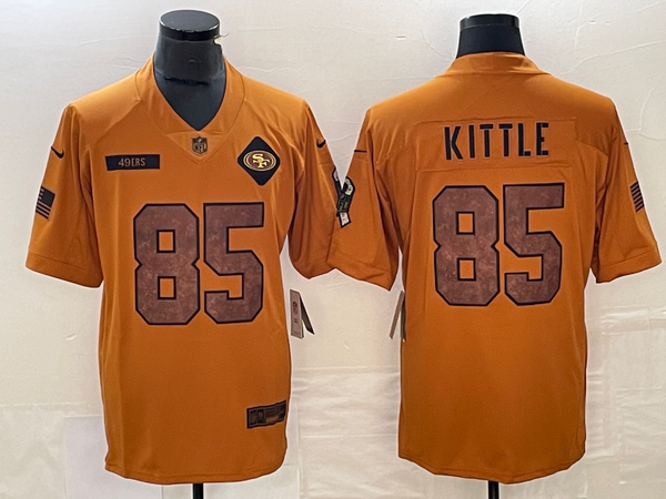 Men's San Francisco 49ers George Kittle #85 Brown 2023 Salute To Service Limited Jersey