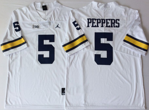 Men's Michigan Wolverines Jabrill Peppers #5 White Alumni Player Game Jersey