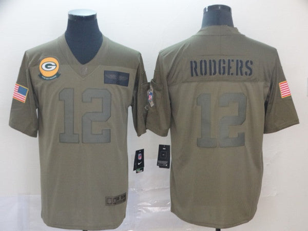 Men's Green Bay Packers Aaron Rodgers #12 Brown Player Game Jersey