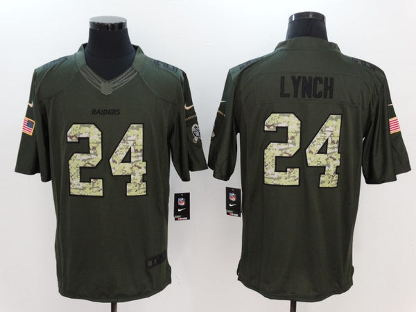 Men's Las Vegas Raiders Marshawn Lynch #24 Army Green Game Jersey