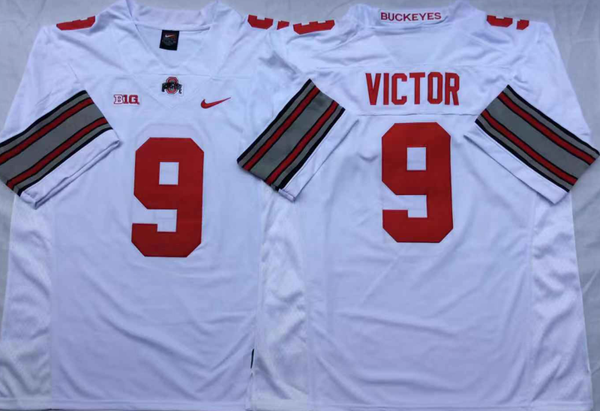 Men's Ohio State Buckeyes Binjimen Victor #9 White Player Game Jersey