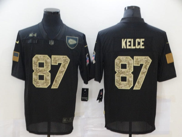 Men's Kansas City Chiefs #87 Travis Kelce Black Player Game Jersey