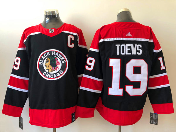 Men's Chicago Blackhawks Jonathan Toews #19 Black Player Jersey