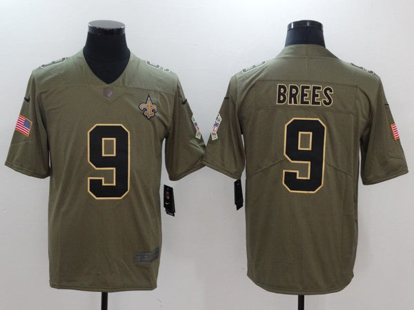 Men's New Orleans Saints Drew Brees #9 Brown Game Jersey