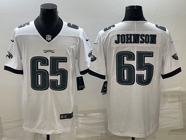 Men's Philadelphia Eagles Fred Johnson #65 White Game Jersey