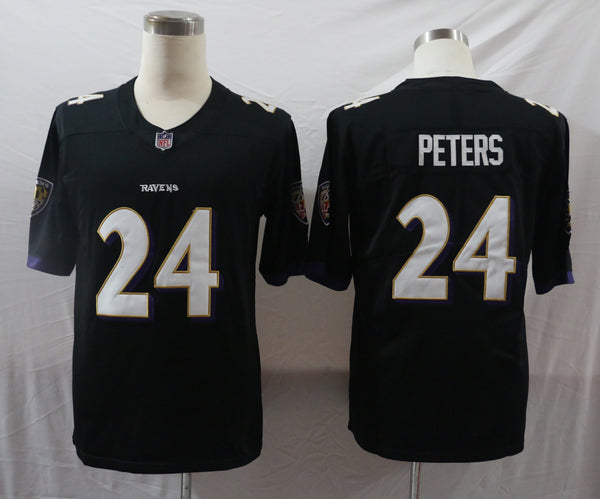 Men's Baltimore Ravens Marcus Peters #24 Black Game Jersey