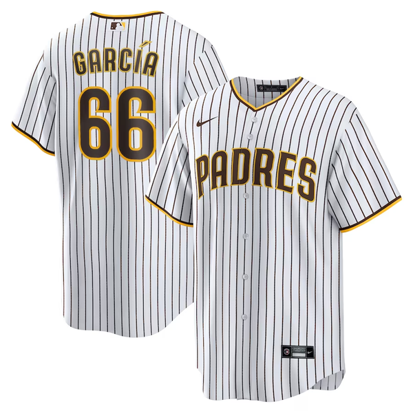 Men's San Diego Padres Luis Garcia #66 White Home Replica Player Jersey