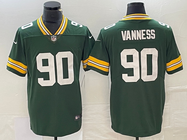 Men's Green Bay Packers Lukas Van Ness #90 Green 2023 NFL Draft First Round Pick Game Jersey