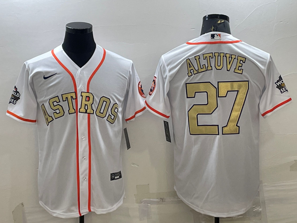 Men's Houston Astros Jose Altuve #27 White Replica Player Jersey