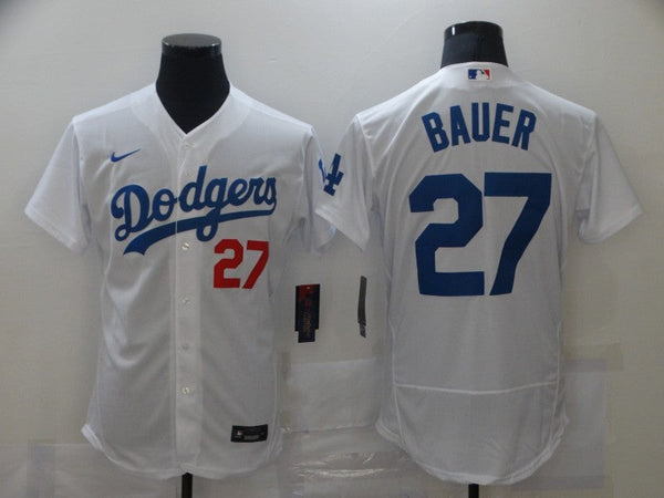 Men's Los Angeles Dodgers Trevor Bauer #27 White Replica Baseball Jersey