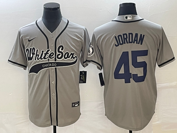 Men's Chicago White Sox Michael Jordan #45 Gray Replica Player Jersey Joint Edition