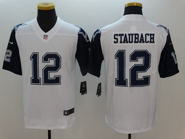 Men's Dallas Cowboys Roger Staubach #12 White Game Jersey