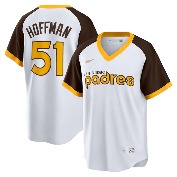 Men's San Diego Padres Trevor Hoffman #51 White Home Cooperstown Collection Player Jersey