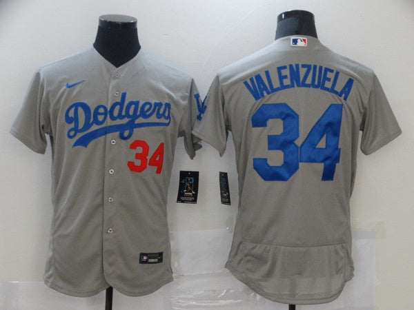 Men's Los Angeles Dodgers Fernando Valenzuela #34 Gray Replica Baseball Jersey