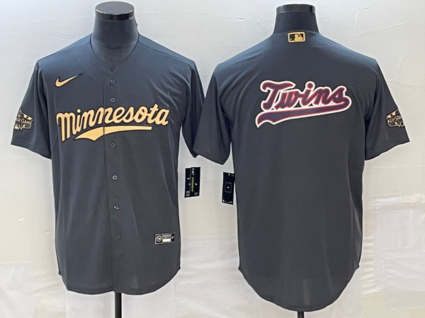 Men's Minnesota Twins Dark Grey Replica Player Logo Jersey