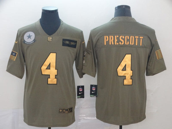 Men's Dallas Cowboys Dak Prescott #4 Brown Game Jersey