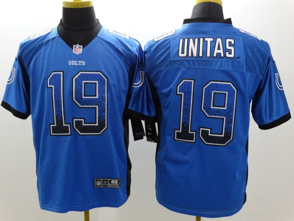 Men's Indianapolis Colts Johnny Unitas #19 Blue Game Jersey