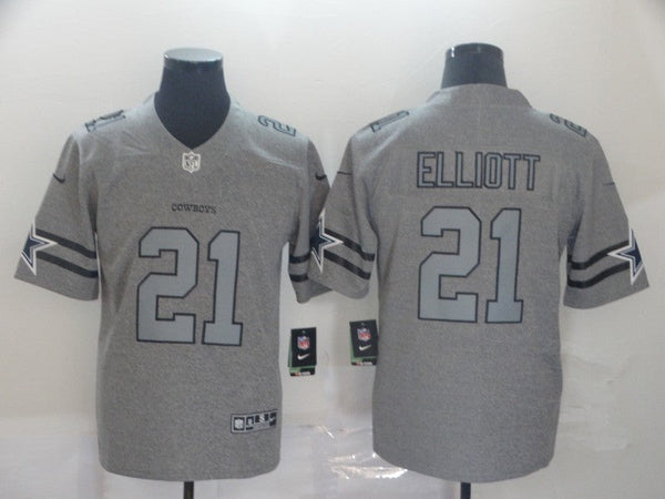 Men's Dallas Cowboys Ezekiel Elliott #21 Gray Game Jersey