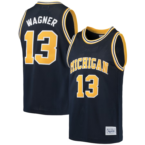 Men's Michigan Wolverines Moritz Wagner #13 Navy Team Replica Basketball Jersey