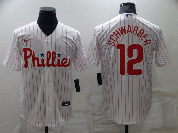 Men's Philadelphia Phillies Kyle Schwarber #12 White Replica Baseball Jersey